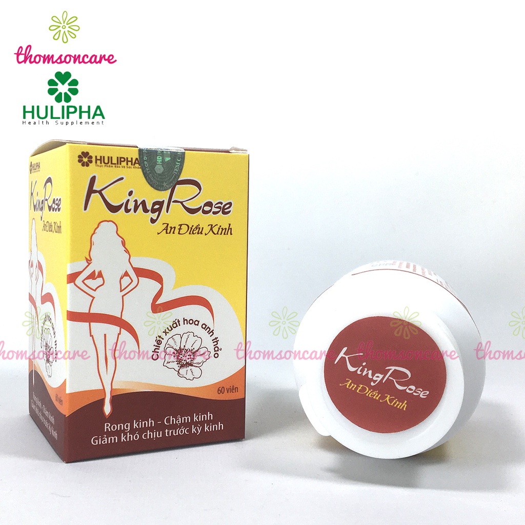 Kingrose An Điều Kinh điều hòa, giảm rối loạn kinh nguyệt từ thảo dược Lọ 60 viên King Rose từ cao ích mẫu