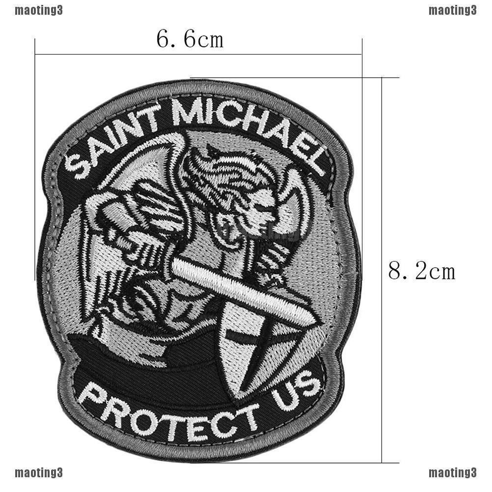 ❤Miếng khóa dán dùng vá quần áo hình chữ "Saint St. Michael Protect Us" độc đáo