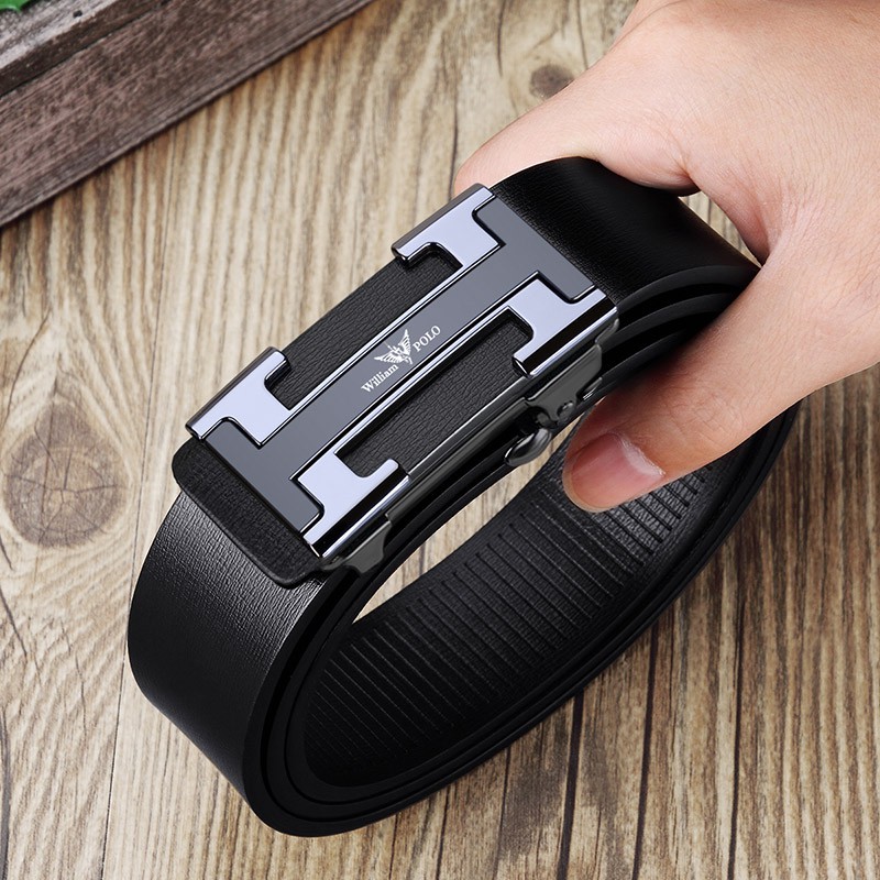 Thắt lưng Nam thời trang - da bò, mặt kim loại cao cấp nhập khẩu chính hãng William Polo 20388-90P - Bảo hành 12 tháng