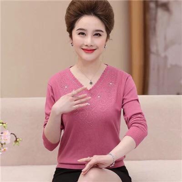 [Hàng oder 10-15 ngày] Áo len trung niên (có sẵn màu nâu sz 3XL; đỏ 2XL)