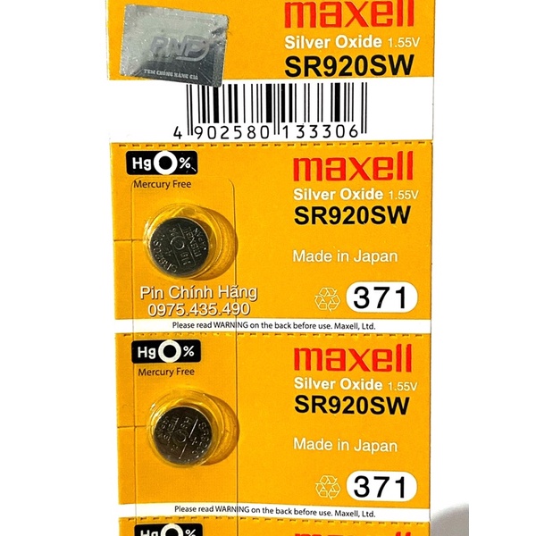 Vỉ 5 Viên Pin Đồng Hồ Maxell SR626SW SR621SW SR616SW SR416SW SR516SW SR521SW SR716SW SR721SW SR916SW SS920SW SR927SW