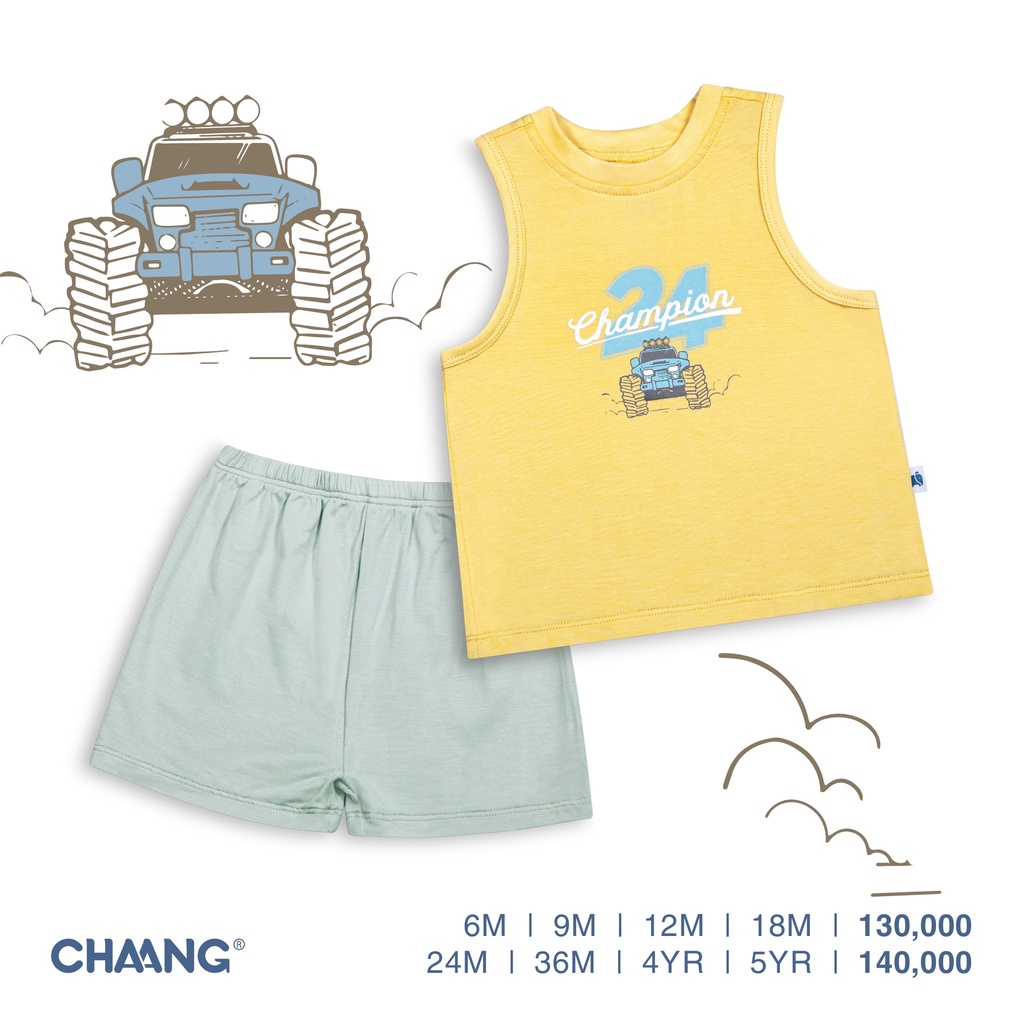 CHAANG Bộ quần áo ba lỗ Active vàng cho bé trai bé gái. Bé 6-22kg CHA000002 Shop-Mẹ-Rùa