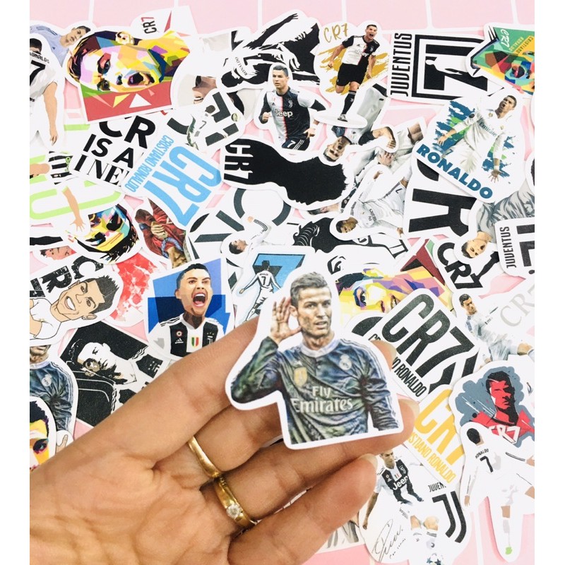 30 sticker CR7 ronaldo decal ép lụa bóc dán/ hình dán CR cristiano ronaldo