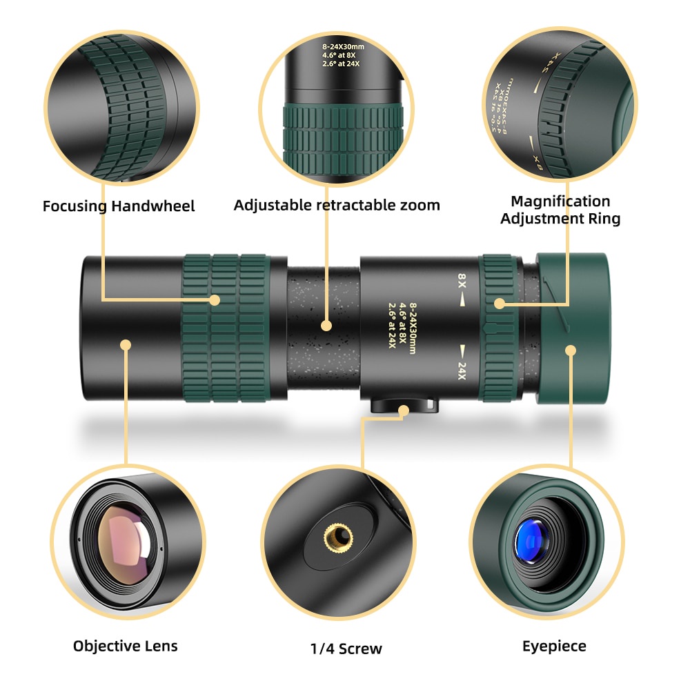 Ống kính lens tele Apexel 8-24X 30mm, chuyên dụng ngắm cảnh vật xa