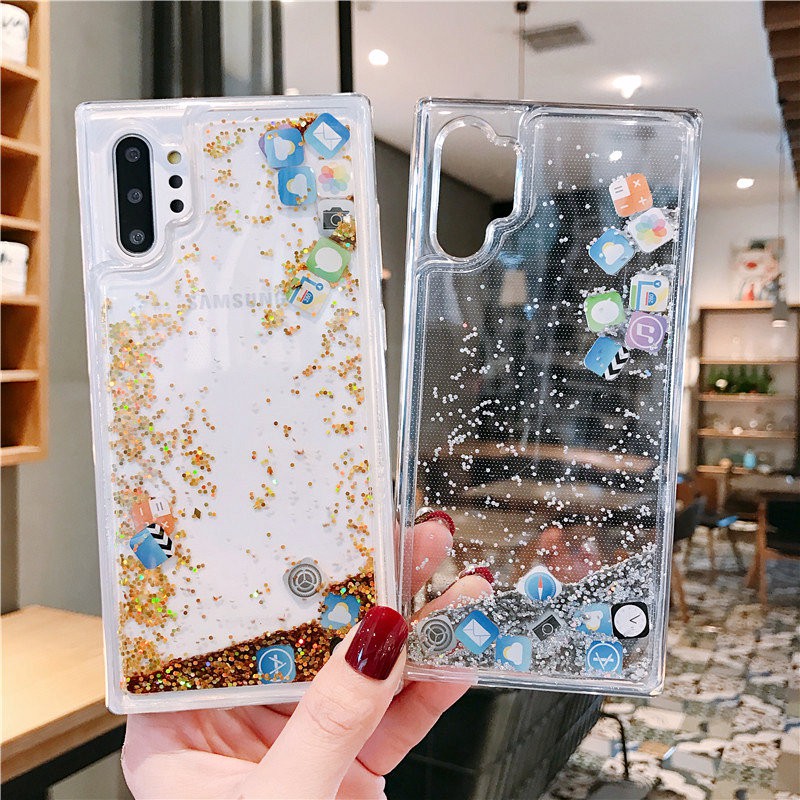 Ốp điện thoại trang trí kim tuyến nước lấp lánh cho Samsung Note 8 Note10+ Plus S8 S9+ S10e Note10 Note9