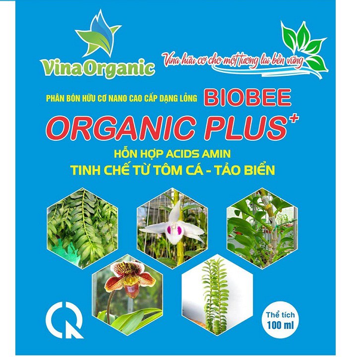 Phân bón hữu cơ Nano Amino Acids cao cấp BIOBEE ORGANIC PLUS -  hỗn hợp Acids Amin tinh chế từ tôm cá, tảo biển 100ml