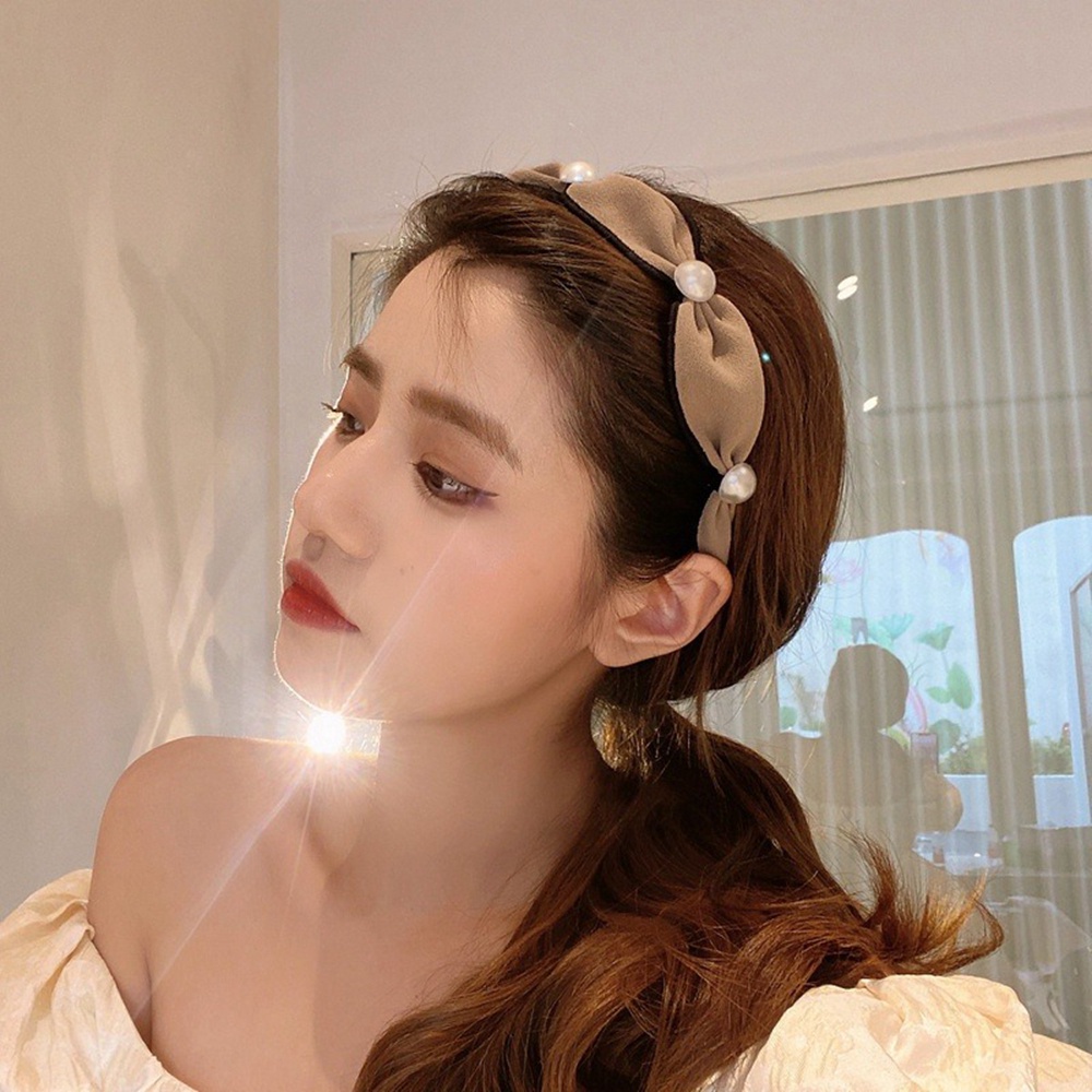 Băng Đô Cài Tóc Bản Rộng Đính Ngọc Trai Đơn Giản Phong Cách Retro Pháp Thời Trang Cho Nữ