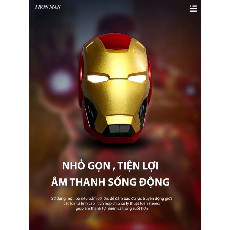 Loa Bluetooh Không Dây Siêu Bass Floveme MK 46 Iron Man Endgame Cầm Tay, Nghe Nhạc Cực Hay, Mắt Có Đèn Led, Gắn Thẻ Nhớ