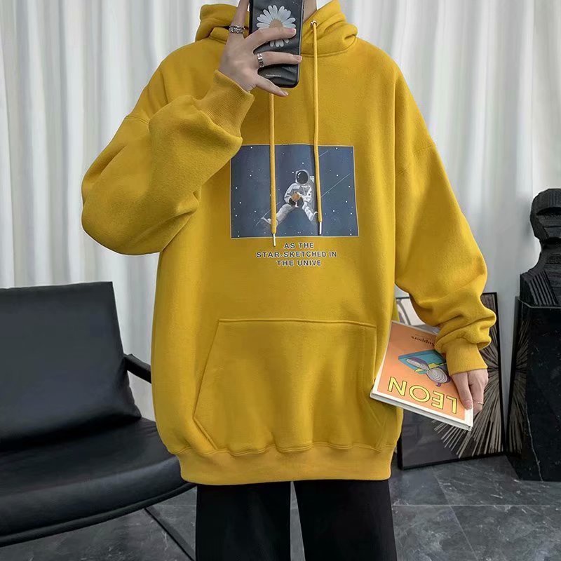 Áo hoodie tay dài dáng rộng in chữ phong cách hiphop đường phố Hàn Quốc thời trang mùa đông cho nam cỡ lớn M-5XL