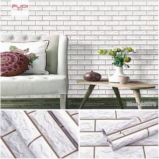 Cuộn 10met giấy dán tường Giả Gạch Trắng Xám