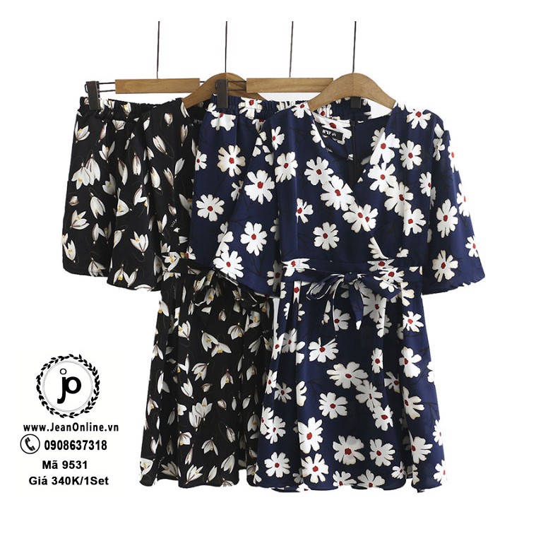 Set áo kiểu + Quần short bigsize nữ (MS 9531) set bộ, thời trang bigsize, thời trang ngoại cỡ, thời 