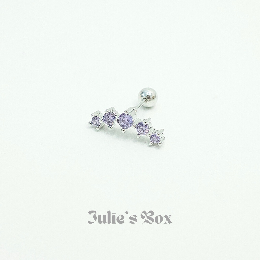 [1 Chiếc] Khuyên Tai Vành 5 Đá Tai Xỏ Nam Nữ Hình Unisex Titanium Không Đen Không Ngứa Không Dị Ứng julies box