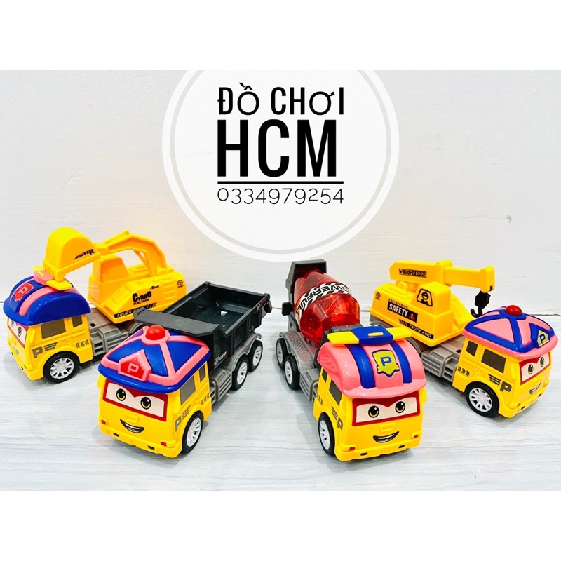 Đồ chơi xe công trình, xe cứu hoả, xe môi trường robocar poli dành cho bé thích mô hình xe ô tô