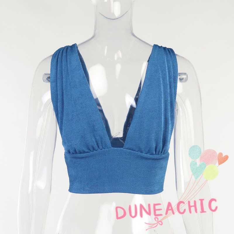 DUNEA Áo Tank Top Cổ Chữ V Hở Lưng Gợi Cảm Cho Nữ