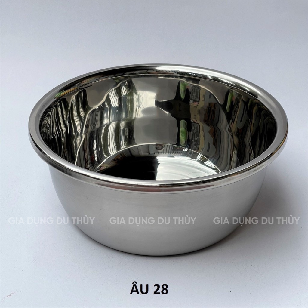 Âu inox trộn bột, đánh trứng thau trộn salad size 22, 24, 26, 28, 30 dày dặn thành cao sáng bóng bền đẹp đủ các kích cỡ