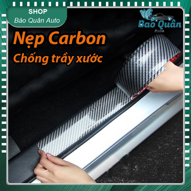 Cuộn nẹp Cacbon chống trầy xước bậc cửa bậc cốp ba đờ sốc ô tô