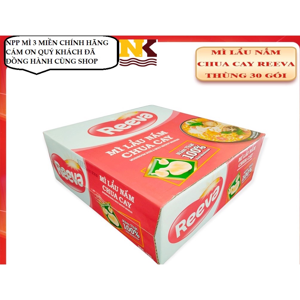 UNIBEN Mì Reeva lẩu nấm chua cay 85g x 30 gói