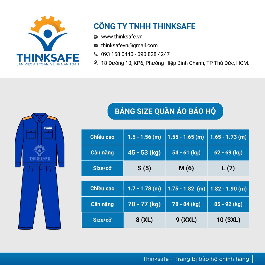 Quần áo xăng dầu Thinksafe XD01 đồng phục bảo hộ lao động vải kaki thoáng mát thấm hút mồ hôi cao cấp