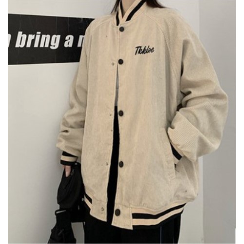 Áo khoác bomber nữ form dáng rộng nhung tăm phong cách hàn quốc uniex ulzzang thời trang học sinh Áo bomber nữ form rộn
