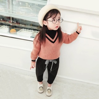 Áo len cổ tim cho bé trai- bé gái