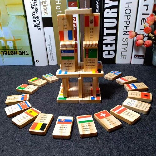Bộ 100 Quân Domino Cờ Các quốc Gia Trên Thế Giới Bằng Gỗ Cho Bé