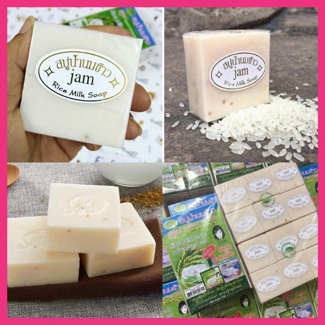 [SẠCH BỤI BẨN] Xà Phòng (Bông) Cám Gạo Vuông Thái Lan Jam Rice Milk Soap