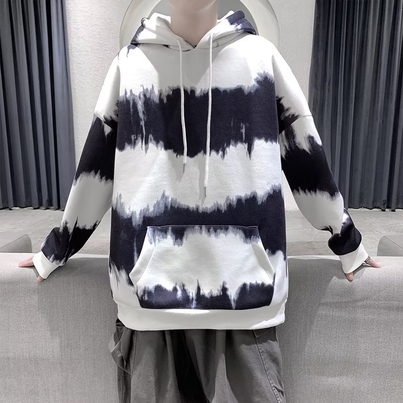 Áo Sweater Tay Dài Dáng Rộng Kẻ Sọc Màu gradient Cá Tính Cho Nam