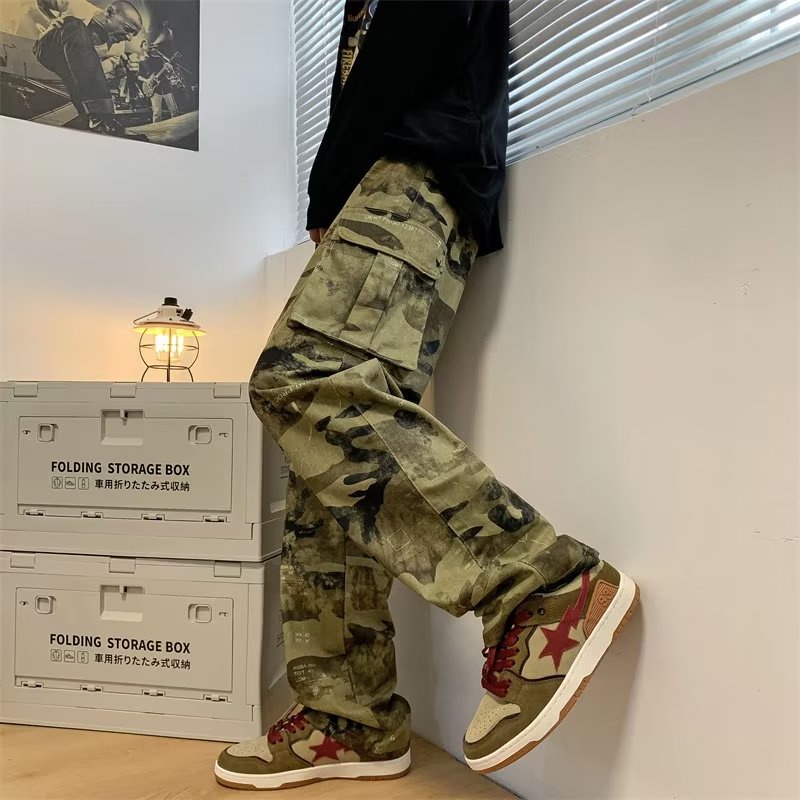 Quần Dài Dáng Suông Rộng Họa Tiết Rằn Ri Cá Tính Thời Trang Phong Cách Hàn Quốc Cho Nam