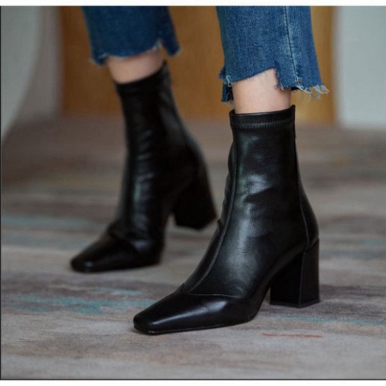 Boots da trơn ôm cổ chân đế 7 cm sang chảnh G019