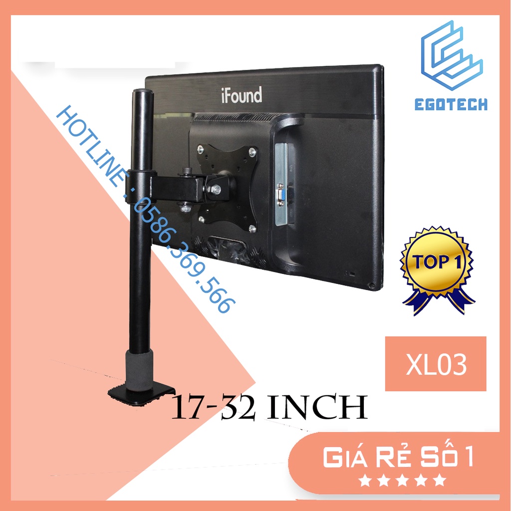 Giá Treo Màn Hình 17-32 Inch - Arm Monitor - Xoay 360 độ - Chân Đứng - Tay 23 cm Model XL03