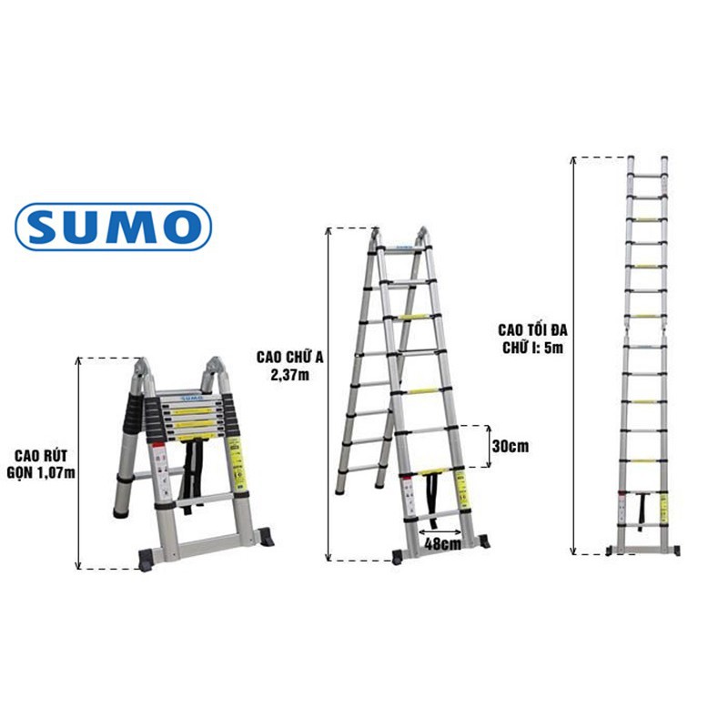 Thang nhôm chữ A rút gọn SUMO ADT808B