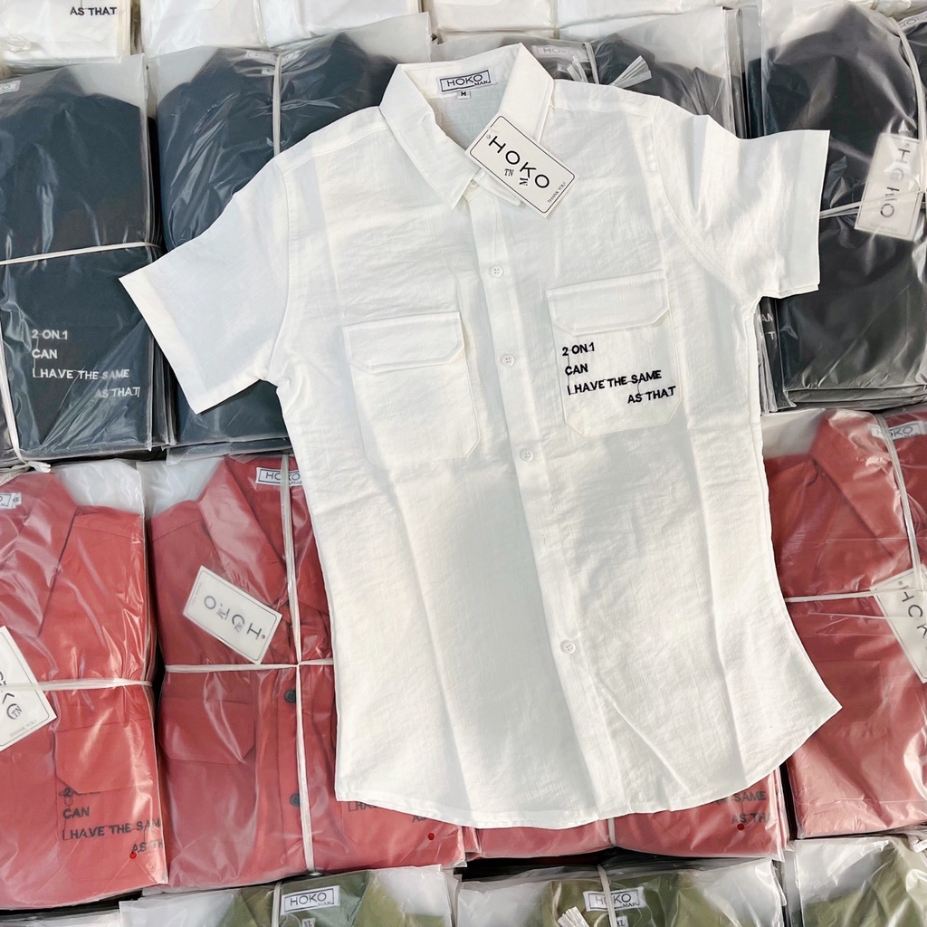 Áo sơ mi tay ngắn form hàn quốc trẻ trung với 4 màu thanh lịch