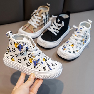 Fashionable autumn-winter high-collar canvas sneakers for babies 2021