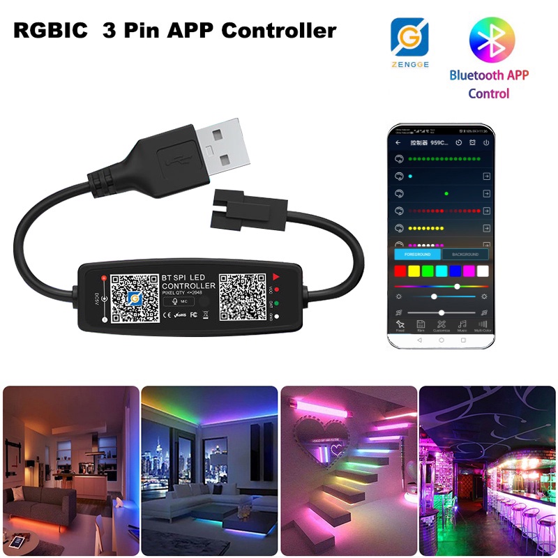 Đèn led đuổi ARGB WS2812B 144 led 1 mét hiệu ứng sóng nhạc điều khiển qua App + remote