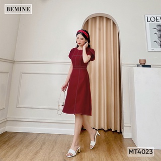 Đầm basic tay búp sen chỉ nổi BEMINE MT4023ĐO