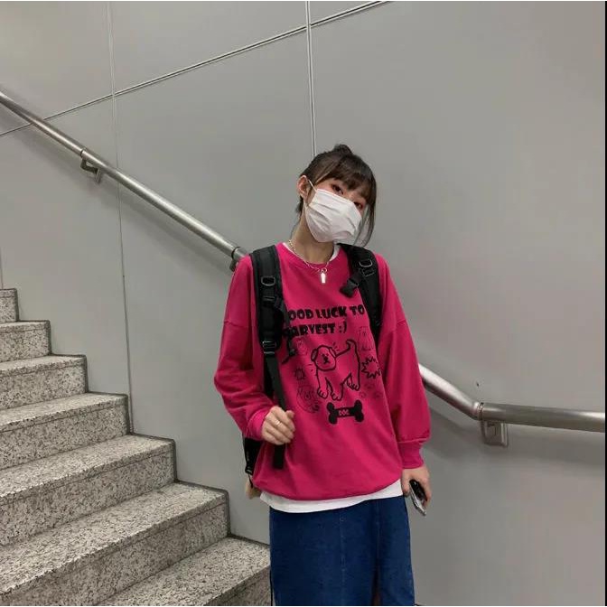 NRVP Áo Thun Nữ Dài Tay Cổ Tròn Thời Trang Hàn