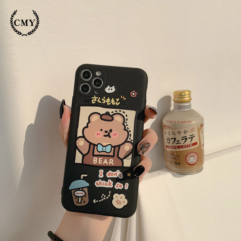 Ốp lưng silicon họa tiết gấu đáng yêu cho iPhone 11 Pro Max X Xr Xs Max 7 8 Plus Se 2020 12 pro max 12 mini | BigBuy360 - bigbuy360.vn