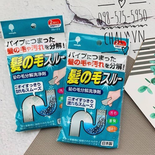 Set 2 Gói Bột Làm Tiêu Tóc, Vệ Sinh Đường Ống Cống  Nội Địa Nhật Bản - KJ HOME
