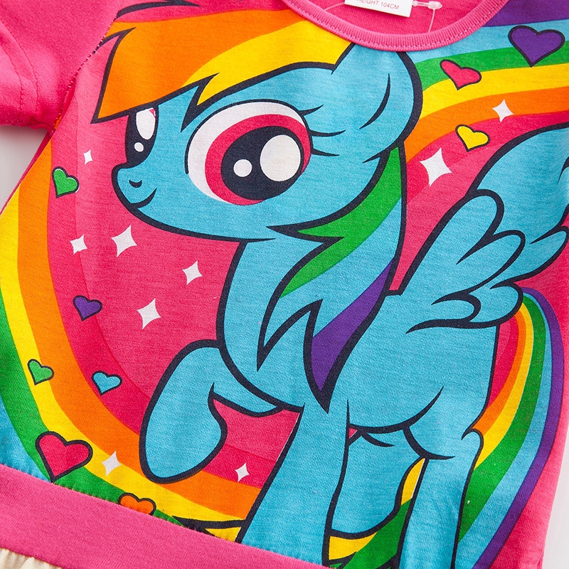 Đầm Luckycandy ngắn tay in hình chú ngựa Pony hoạt hình dễ thương cho bé gái