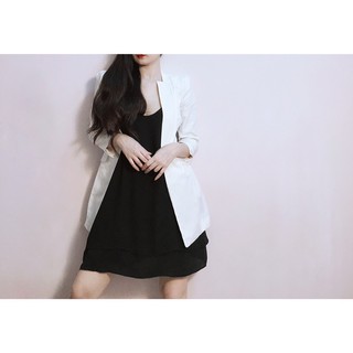 Khoác vest blazer 1 nút bọc tay lửng