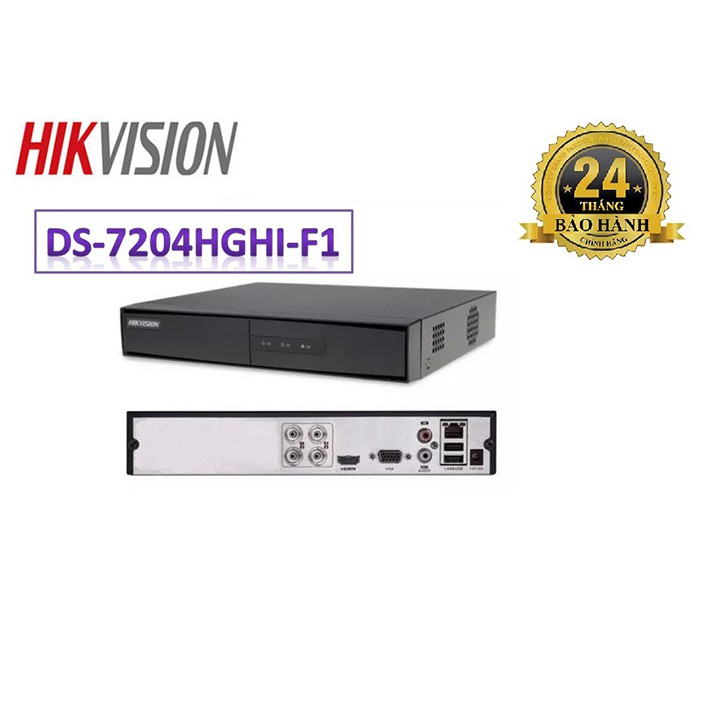 [Mã 159ELSALE hoàn 7% đơn 300K] ĐẦU GHI HÌNH HIKVISION TURBO HD DVR 4 KÊNH 7204HGHI-F1 ( VỎ KIM LOẠI )