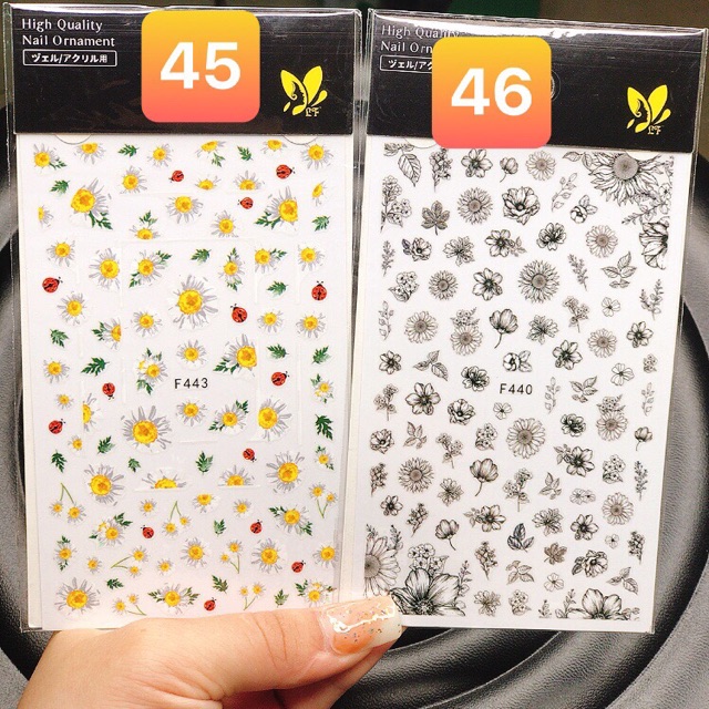 Sticker Hoa lá, Sticker dán móng