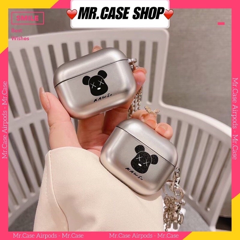 Case Airpods 1/2 /Pro Vỏ Ốp Tai Nghe Hình Kaws Màu Đen Siêu Ngầu Tráng Gương Kèm Móc khoá - Mr.Case AirPods