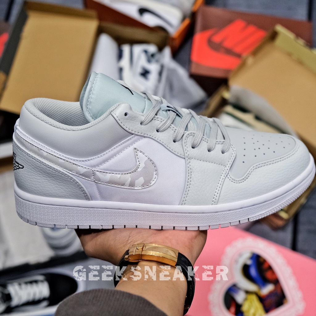 [GeekSneaker] Giày Sneaker Jordan 1 Low Camo White