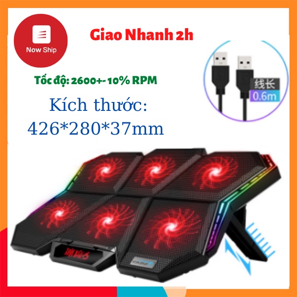 Đế Tản Nhiệt Laptop Cao Cấp Có Led, Có Màn Hình Điều Khiển Tốc Độ Gió Phù Hợp Cho Máy Từ 12 inch Đến 17.6 inch