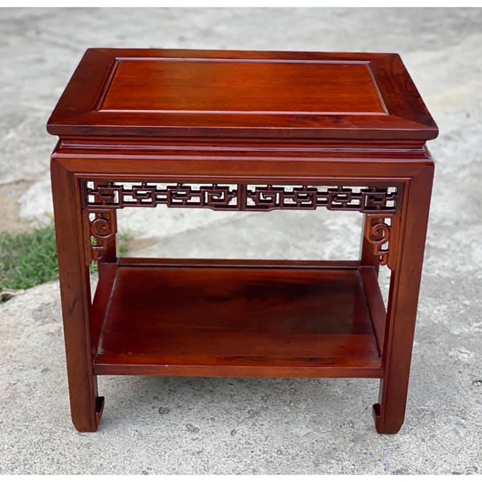 Đôn chữ nhật chiện kê đồ trang trí gỗ gụ mặt 35x50