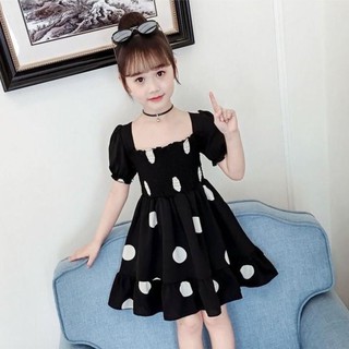 Đầm Trẻ Em Dáng Xòe Chấm Bi Vải Đũi Lạnh Cực Mát [V07] - Babi mama