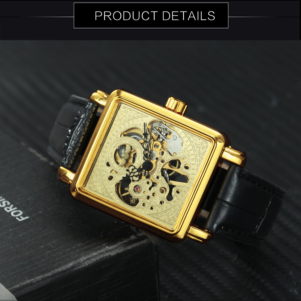 Đồng hồ cơ nam mặt vuông thời trang | BigBuy360 - bigbuy360.vn