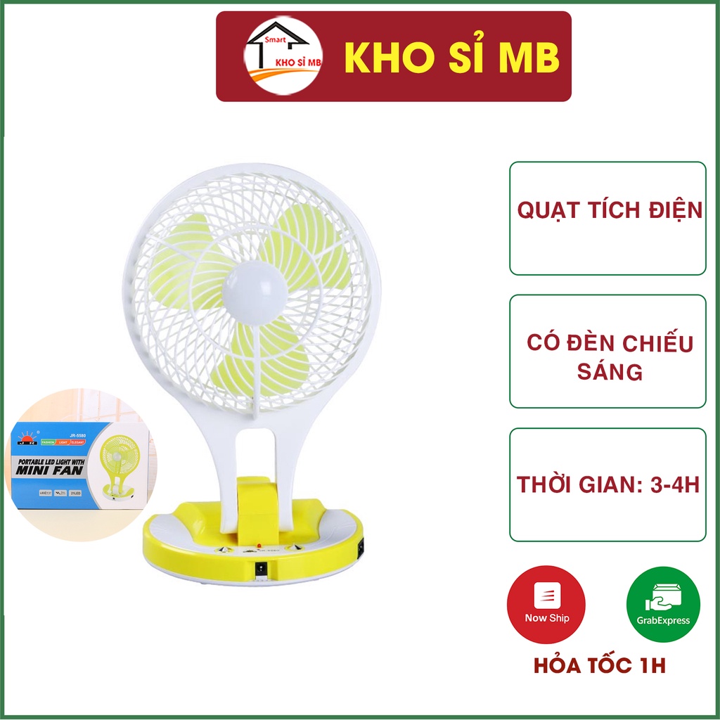 Quạt mini gấp gọn có móc treo tường, quạt tích điện để bàn kho sỉ mb