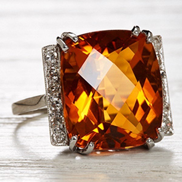 Nhẫn mạ bạc 925 mặt vuông đính đá Topaz